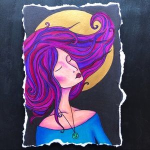 “Cancer” Zodiac Moon Spirit Art Print 5” by 7”